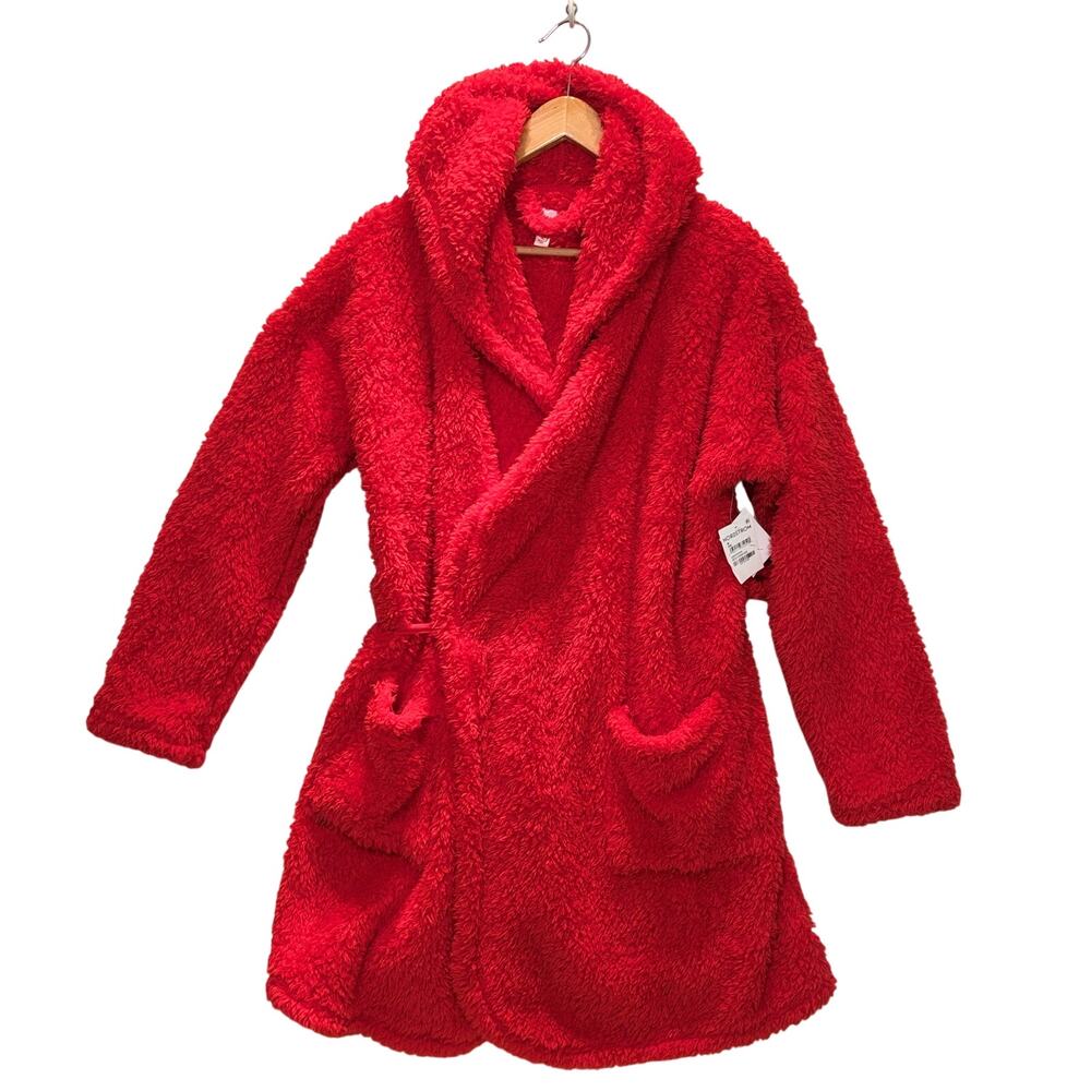 NWT Nordstrom Sherpa Chinoise Fleece Red Abound Robe Womens Medium Cozy Lounge